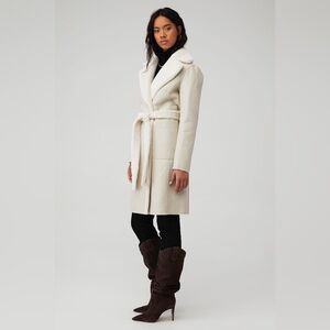Lamarque Abigail Reversible‎ Leather & Shearling Trenchcoat size XS ivory